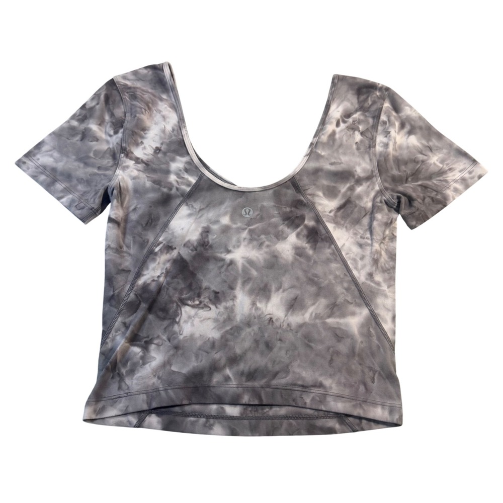 Lululemon Align T-Shirt Diamond Dye Graphite Grey Bronze Green Size 4 LW3ESRS